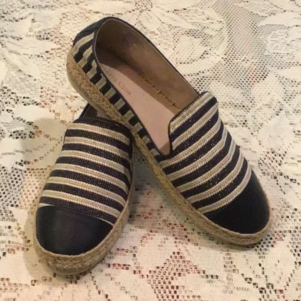 NWOT Sz.9 Charter Club Navy/Cream Espadrilles